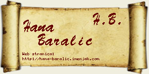 Hana Baralić vizit kartica